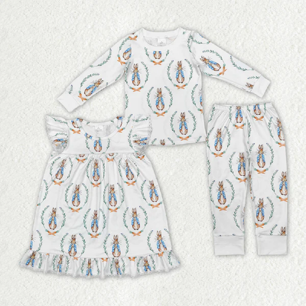 Match Girls Baby Boys Easter Rabbits Dresses Pajamas