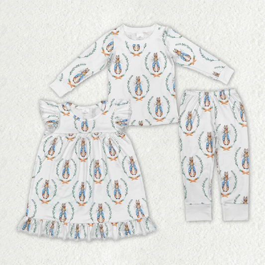 Match Girls Baby Boys Easter Rabbits Dresses Pajamas