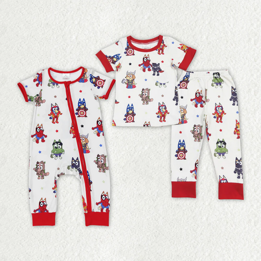Match Baby Boys Dogs Hero Sibling Brother Rompers Clothes Sets D 7.21