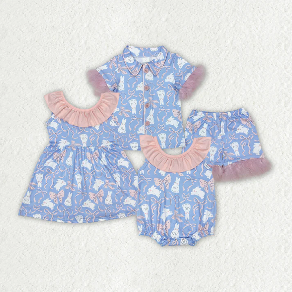 Match Baby Girls Easter Rabbits Bows Rompers Dresses Pajamas  D 3.13
