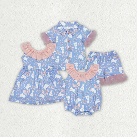 Match Baby Girls Easter Rabbits Bows Rompers Dresses Pajamas D 3.13