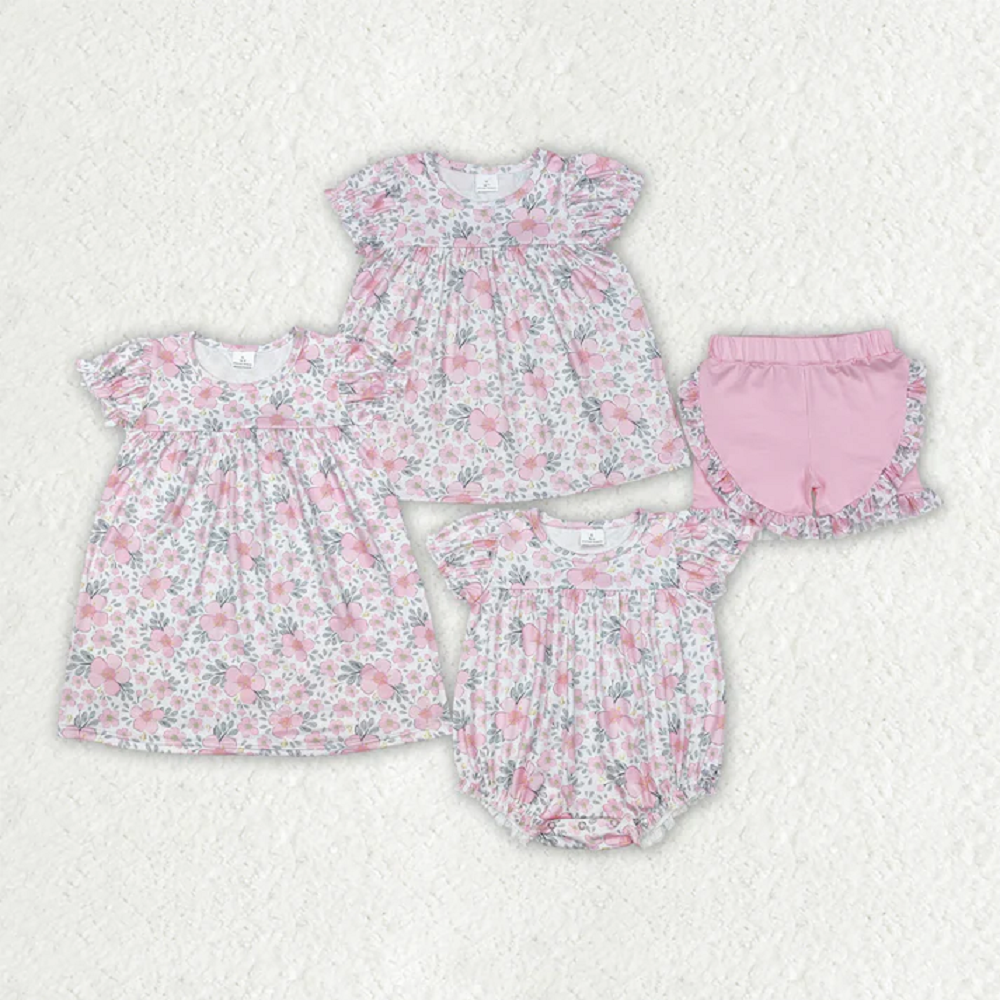 Match Baby Girls Pink Flowers Leaves Rompers Dresses Outfits   D 3.15