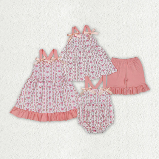 Match Baby Girls Pink Flowers Bows Rompers Dresses Outfits D 3.17