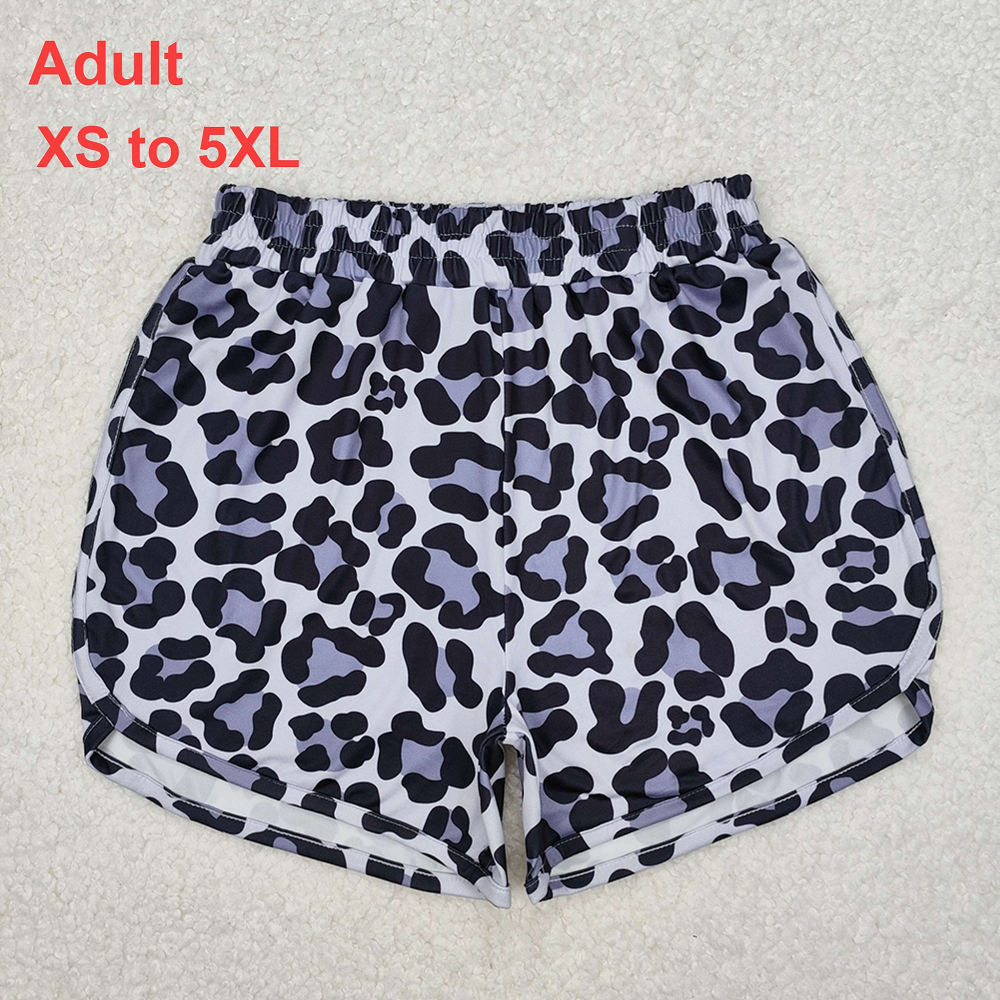 SS0385 Adult female leopard print gray and black shorts D 3.18