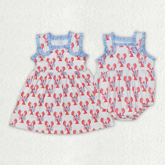 Match Baby Girls Crawfish Bows Straps Rompers Dresses D 3.27