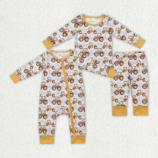 Match Brother Baby Boys Farm Trucks Bamboo Rompers Pajamas D 3.27