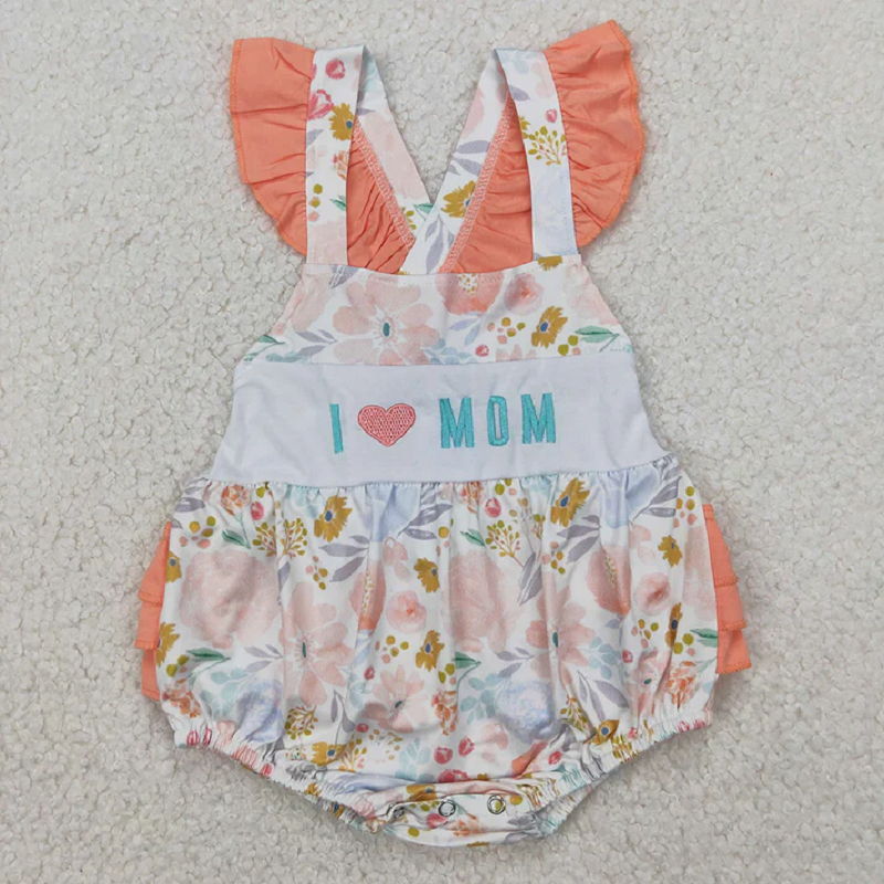 Match Embroidery Baby Girls Boys I LOVE MOM Rompers Summer Outfits D 3.31