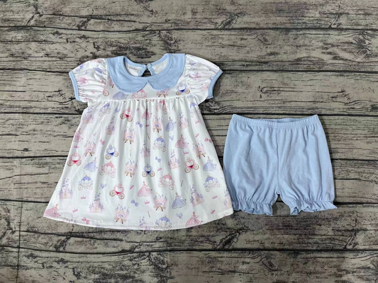 GSSO1046 Castle Blue Doll Collar White Short Sleeve Shorts Suit D 4.1