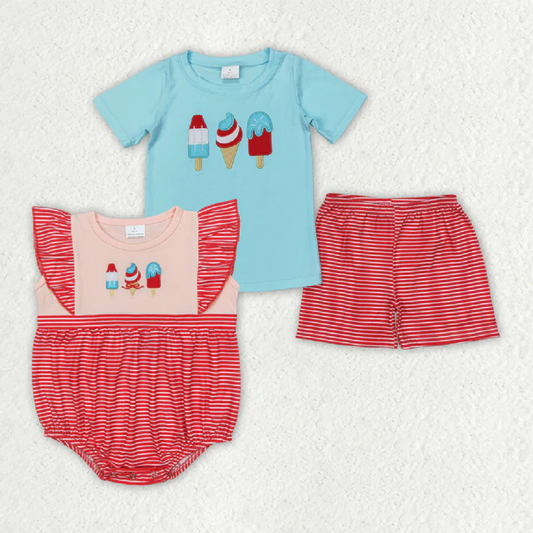 Match Baby Boys Girls Popstick Shirt 4th Of July Rompers Shorts Sets D 4.4