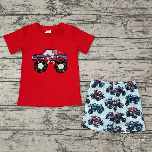 BSSO0185 Baby Boys Tractor Summer Shorts Sets  D 4.8
