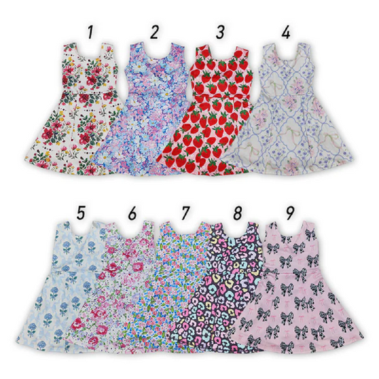 Match 9 Colors Baby Girls Red Flowers Active Yoga Athletic Dresses D 4.9