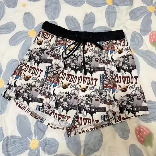 Custom Cowboy Western Print Kids Summer Bottom Shorts D 4.10