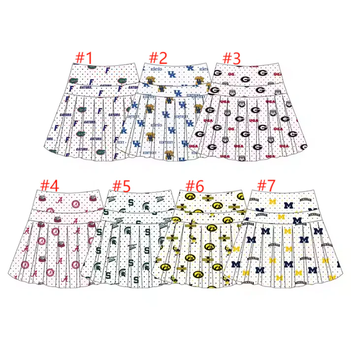 Custom 7 Colors Team Print Girls Summer Bottom Skirts   D 4.10
