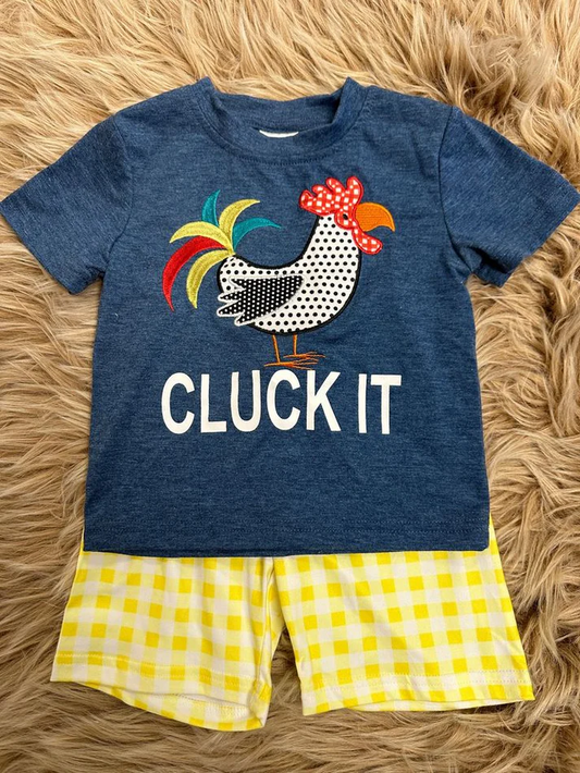 Custom CLUCK IT Top Plaid Shorts Boys Summer Clothes Set  D 4.10