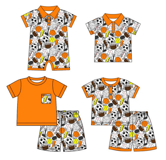 Match Balls Season Plaid Print Boys Summer Western Matching Clothes Brothers Wear D 4.10