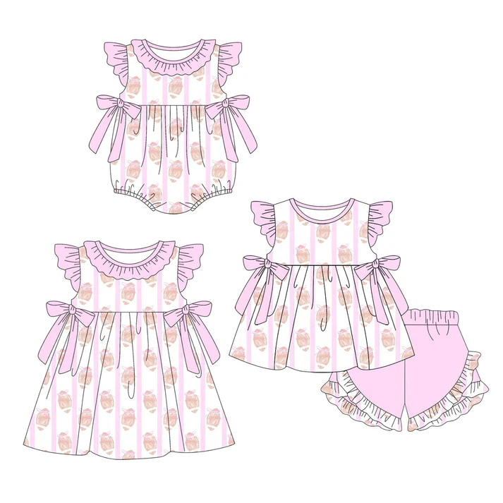 Match  Football Pink Print Girls Summer Matching Clothes Sisters Wear D 4.10