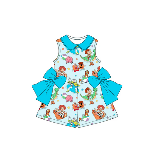 Custom  Cartoon Toys Print Girls Summer Jumpsuits D 4.10