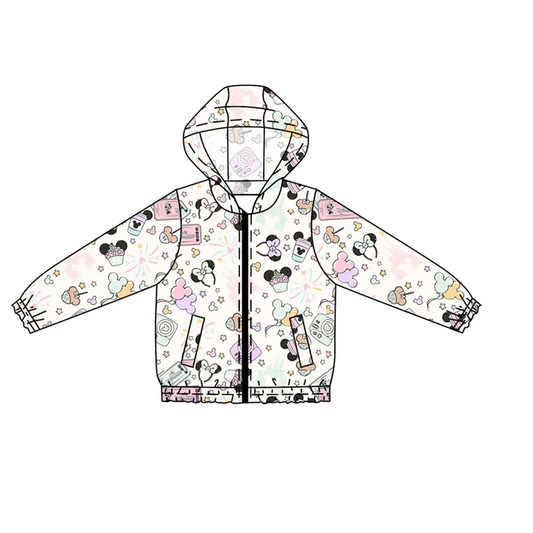 Custom Cartoon Mouse Stars Print Girls Hoodie Zipper Pockets Jackets Top D 4.10