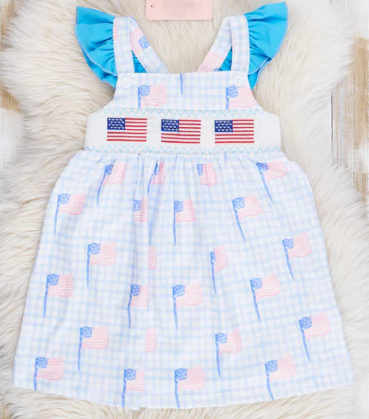Custom Baby Girls July 4th USA Flag DressD 4.14