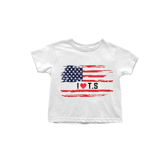 Custom baby girls july 4th I Love TS Short Sleeve Tops D 4.14