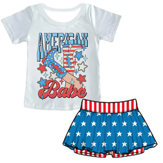 Custom Baby Girls July 4th American Babe Summer Set  D 4.14