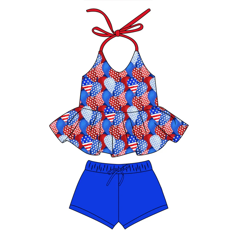 Custom Baby Girls July 4th Balloon Shorts Outfit Summer  D 4.14
