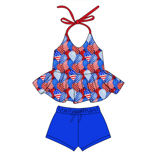 Custom Baby Girls July 4th Balloon Shorts Outfit Summer  D 4.14