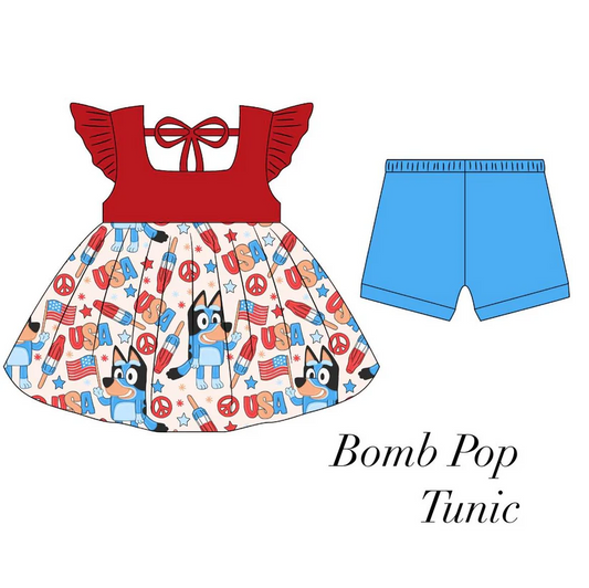 Custom Baby Girls July 4th USA Cartoon Dog Shorts Set D 4.14
