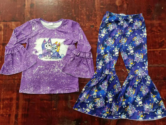 Custom Cartoon Dog Sister Baby Girls Clothing Set Fall Boutique Outfit D 4.15