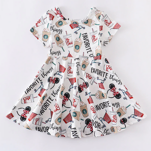 Custom Baby Girls Cartoon Mouse Short Sleeve Dress D 4.15