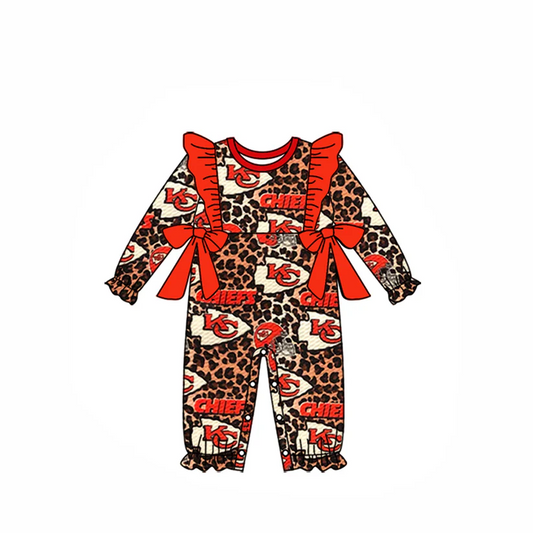 Custom Newborn Baby Chiefs KC Long Sleeve Zip Romper  D 4.15