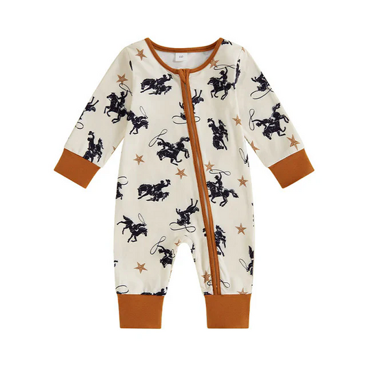 Custom Baby Boys Rodeo Zip Romper D 4.15