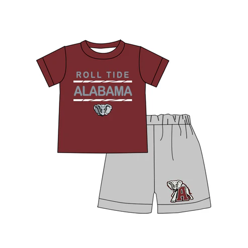 Custom Baby Boys Roll Tide Alabama Team Shirts Shorts Summer outfits sets D 4.17