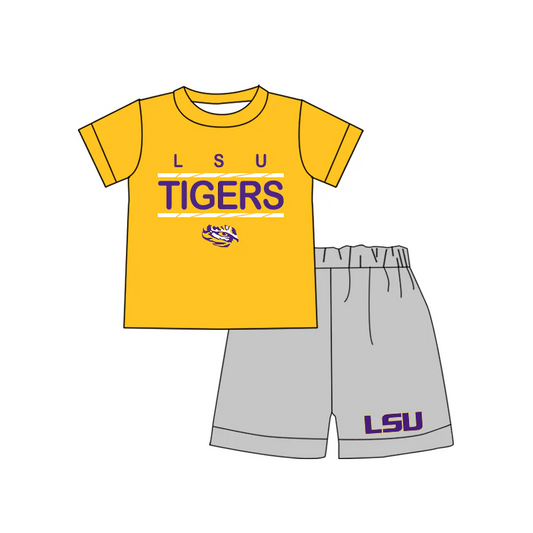 Custom Baby Boys Tigers LSU Shirts Shorts Summer outfits sets D 4.17