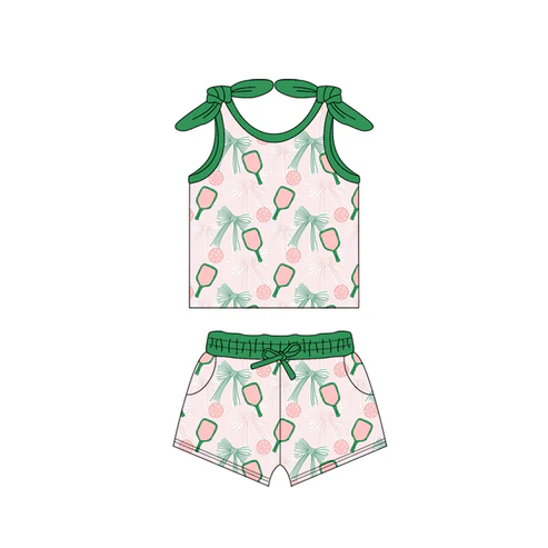 Custom Baby Girls Bows Sleeveless Bows Popsicle Top Pockets Short Set D 4.17