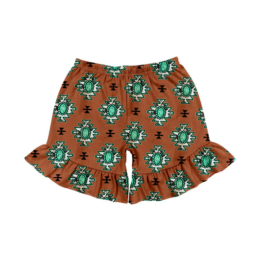 Custom Baby Girls Turquoise Western sports shorts D 4.21