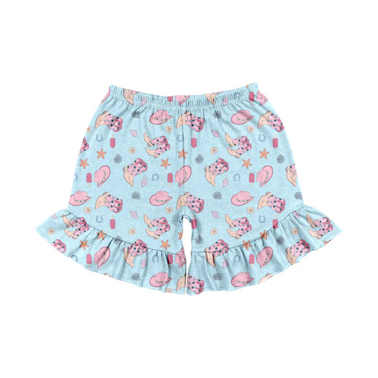 Custom Baby Girls Blue Boots Hats Western sports shorts D 4.21
