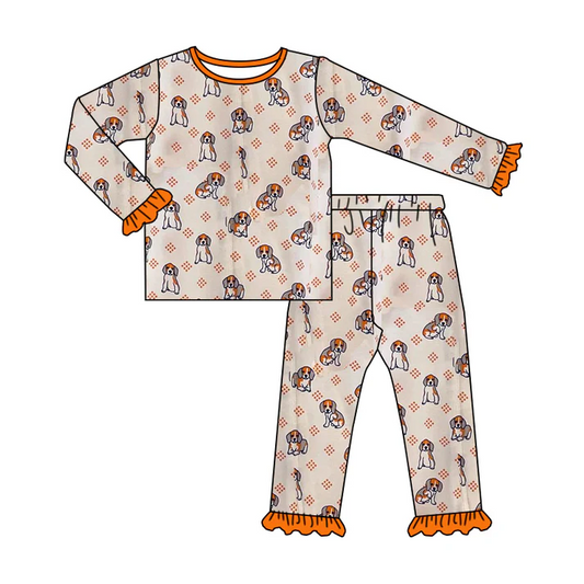 Custom long sleeves dog T baby girls team pajamas  D 4.22