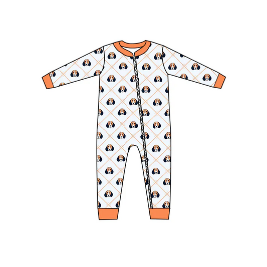 Custom  long sleeves dog T baby kids team zipper romper D 4.22