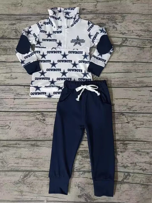 Custom cowboy pullover navy pants kids team set D 4.22