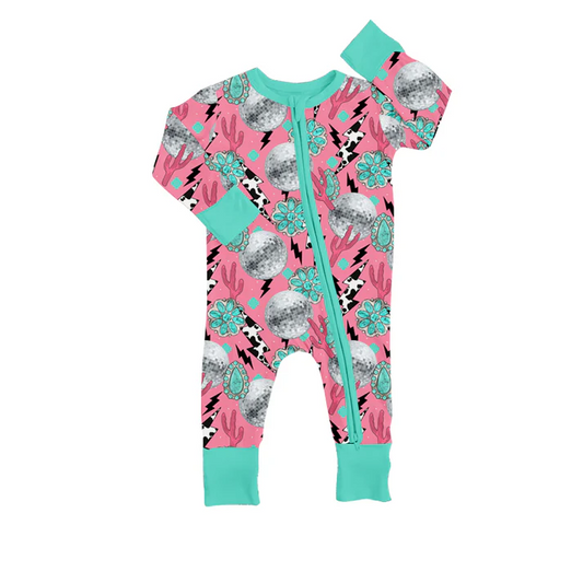 Custom straps cactus turquoise baby western romper D 4.22