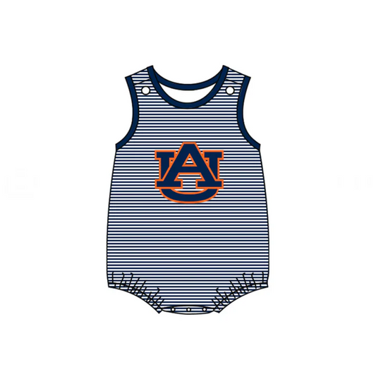 Custom A U navy stripe baby boys team romper D 4.22