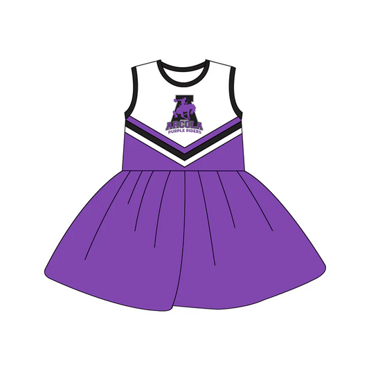 Custom  sleeveless purple white kids girls team dress  D 4.23