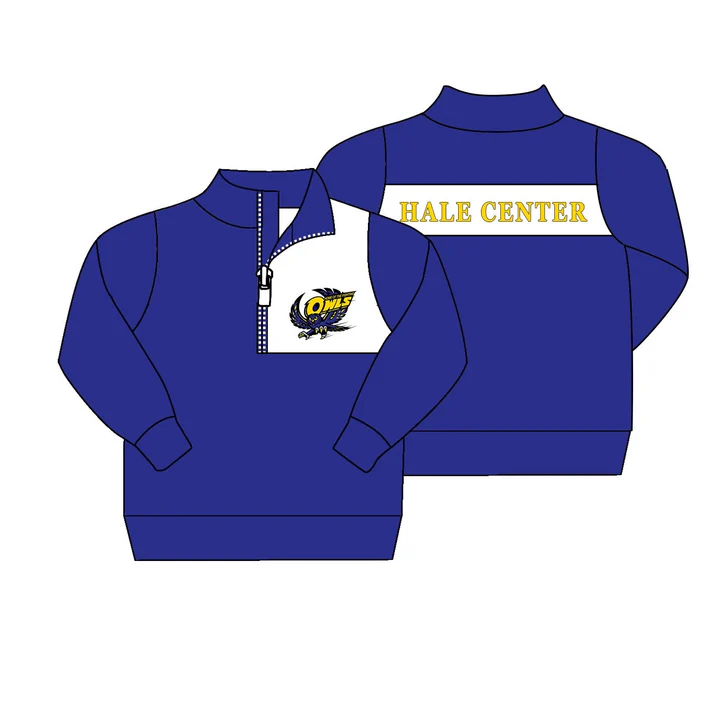 Custom blue long sleeves H C kids boys team pullover D 4.23