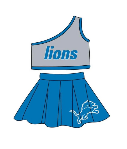 Custom One shoulder top lions skirt girls team clothes D 4.23