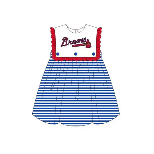 Custom Sleeveless blue stripe B baby girls team dress D 4.23