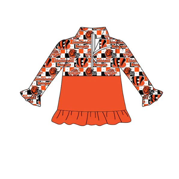 Custom ruffle long sleeves B kids girls team pullover D 4.23