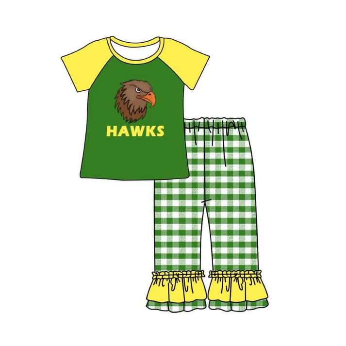 Custom hawks raglan ruffle pants girls team clothes D 4.23