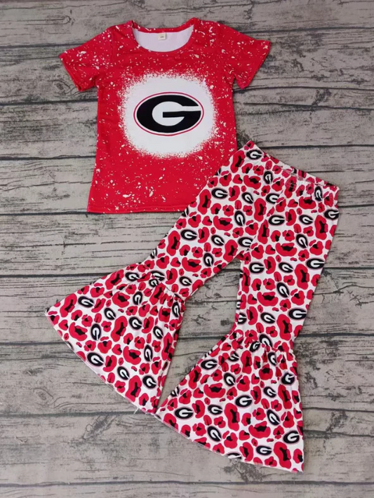 Custom G bleached top leopard pants girls team clothes D 4.23