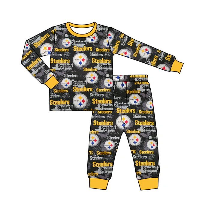 Custom long sleeves yellow top pants boys team pajamas D 4.23